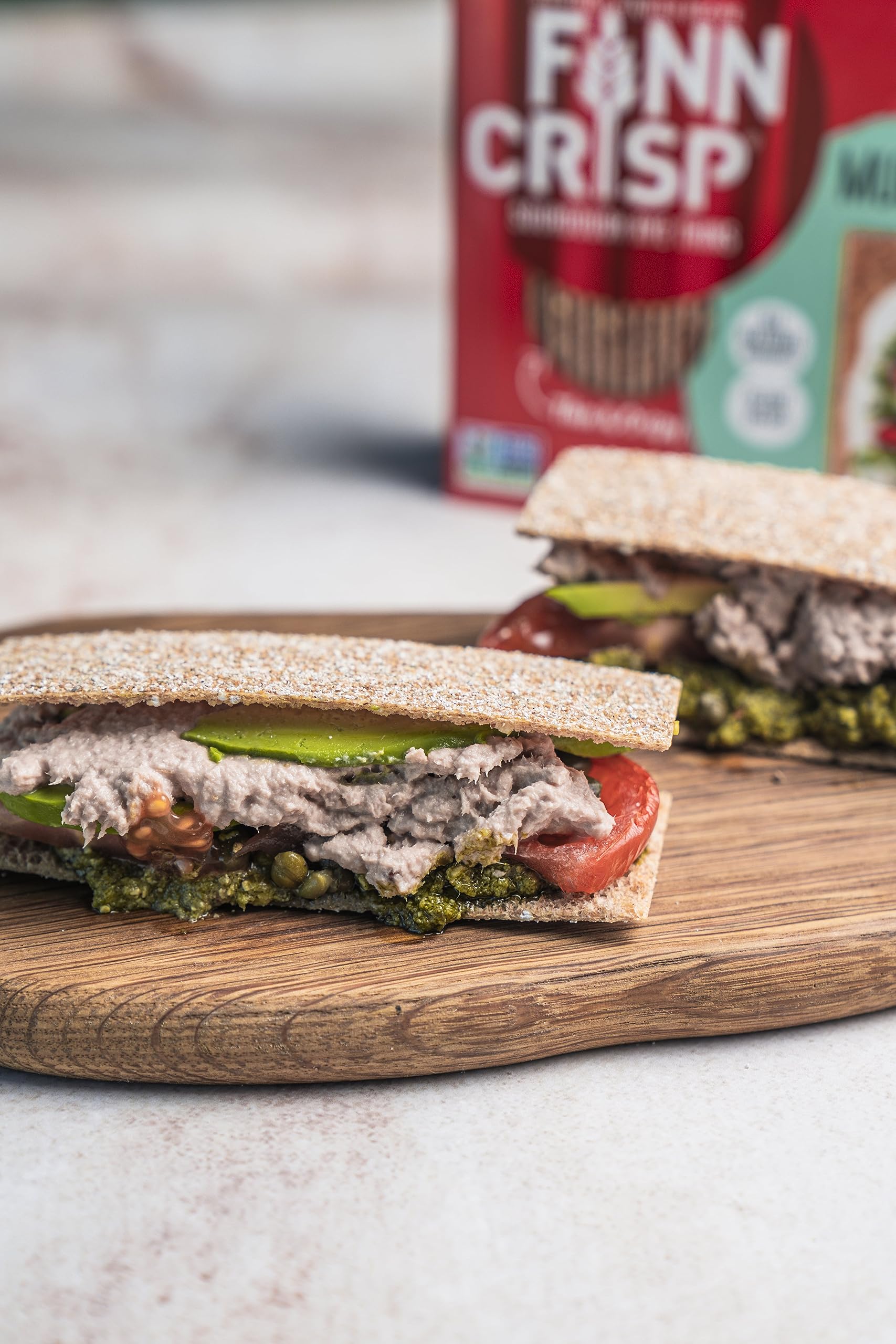 Finn Crisp Multigrain Crispbread served at breakfast with butter and jam.
