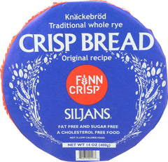 Finn Crisp Siljans round crispbread wheels in package, classic Nordic rye crispbread ready to top