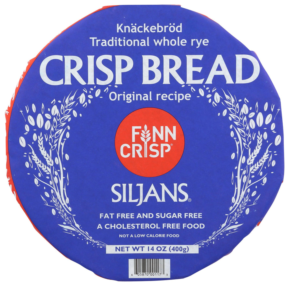 Finn Crisp Siljans Round Rye Crispbread wheel served with sardines on a plate.