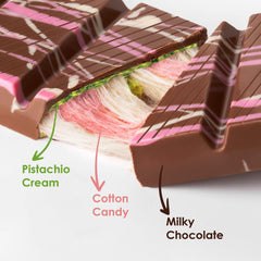 Fiorella Dubai Angel Hair Chocolate Bar cotton candy strands add playful texture.