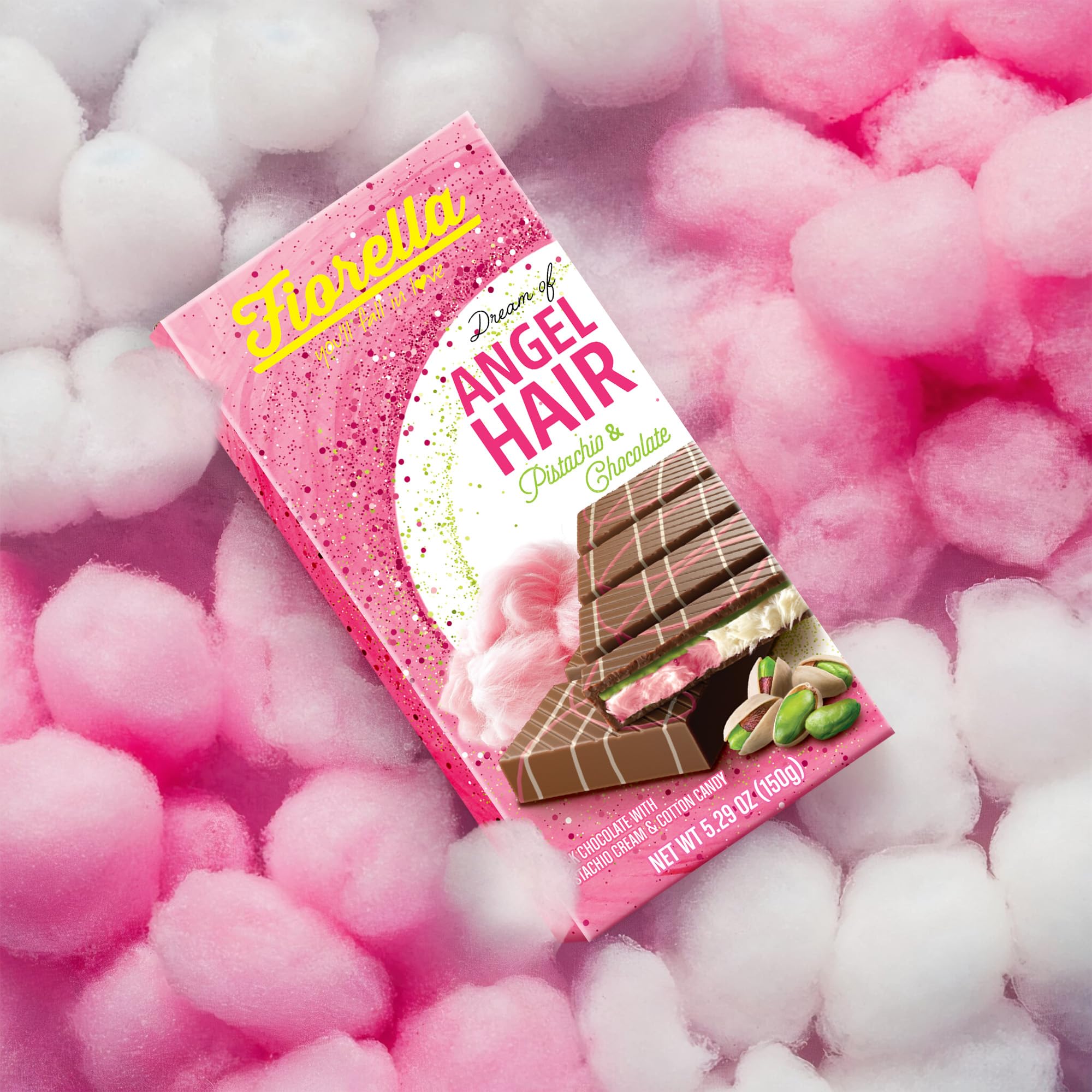 Fiorella Dubai Angel Hair Chocolate Bar layered design emphasizes bold flavor contrasts.