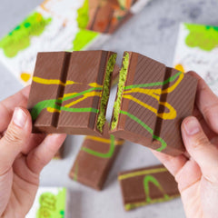 Fiorella Dubai chocolate bar milk chocolate layer for silky sweetness.