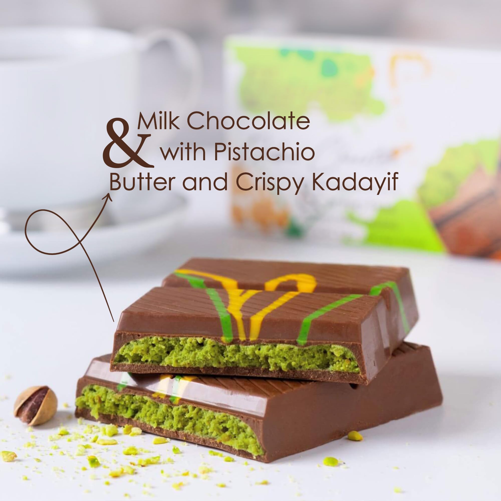 Fiorella Dubai chocolate bar pistachio crunch delivers satisfying bite.