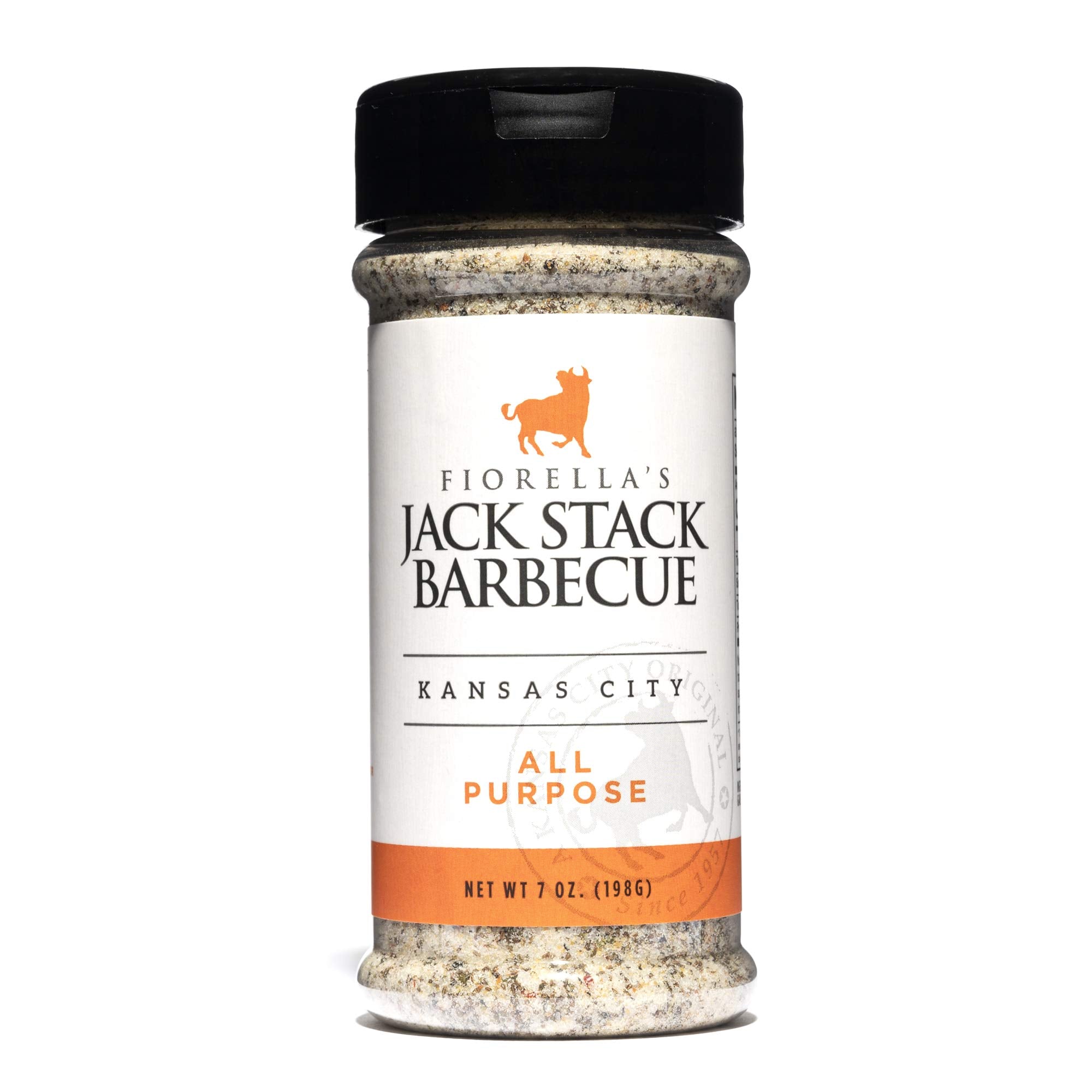 Fiorella's Jack Stack Dry Rub packaging; versatile all-purpose seasoning.