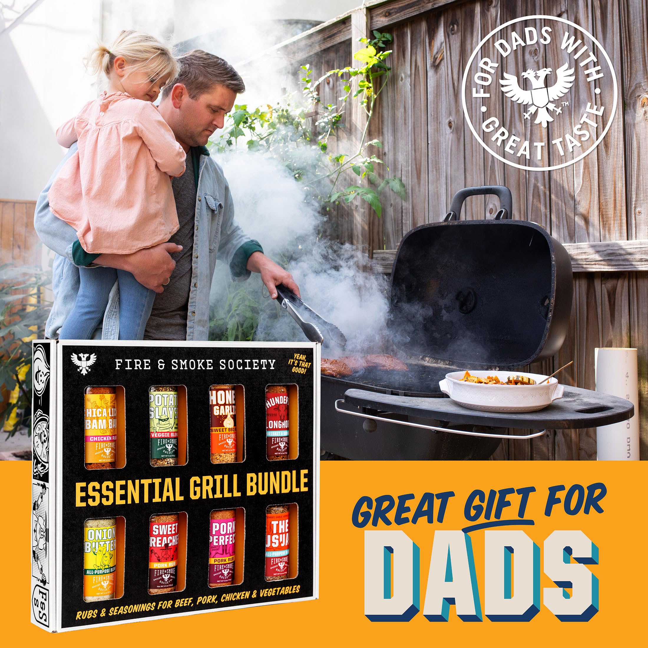 Fire & Smoke Society Brisket Focus bottle promotes beef rub for brisket and burgers.