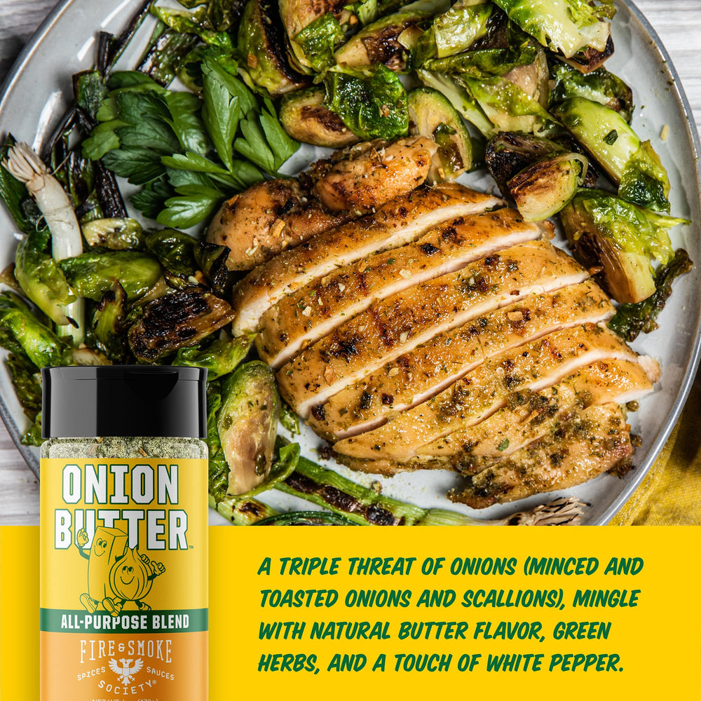Fire & Smoke Society Onion Butter Seasoning pour signals ready-to-use grilling aroma.