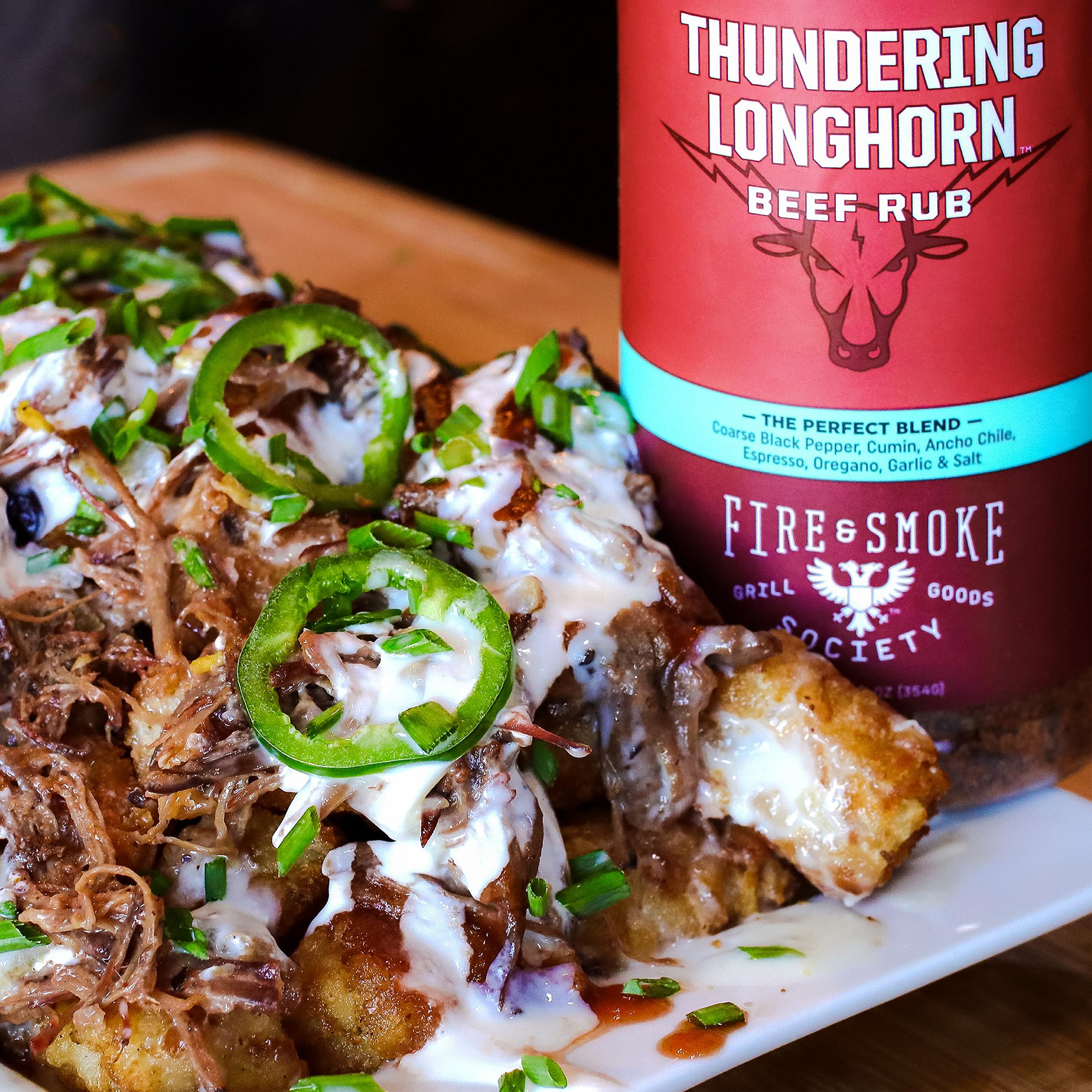 Fire and Smoke Society Thundering Longhorn spice mix bowl ready to season meals.