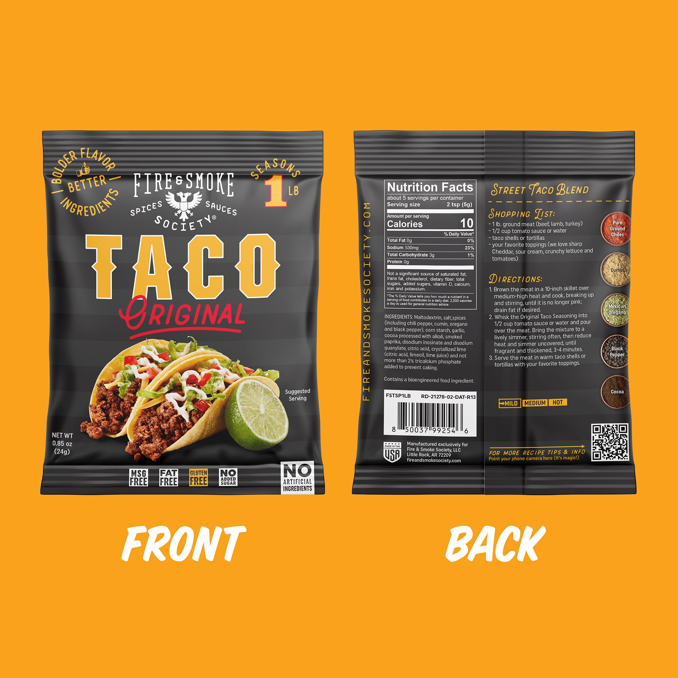 Value pack Fire & Smoke Society seasoning ready for taco night.