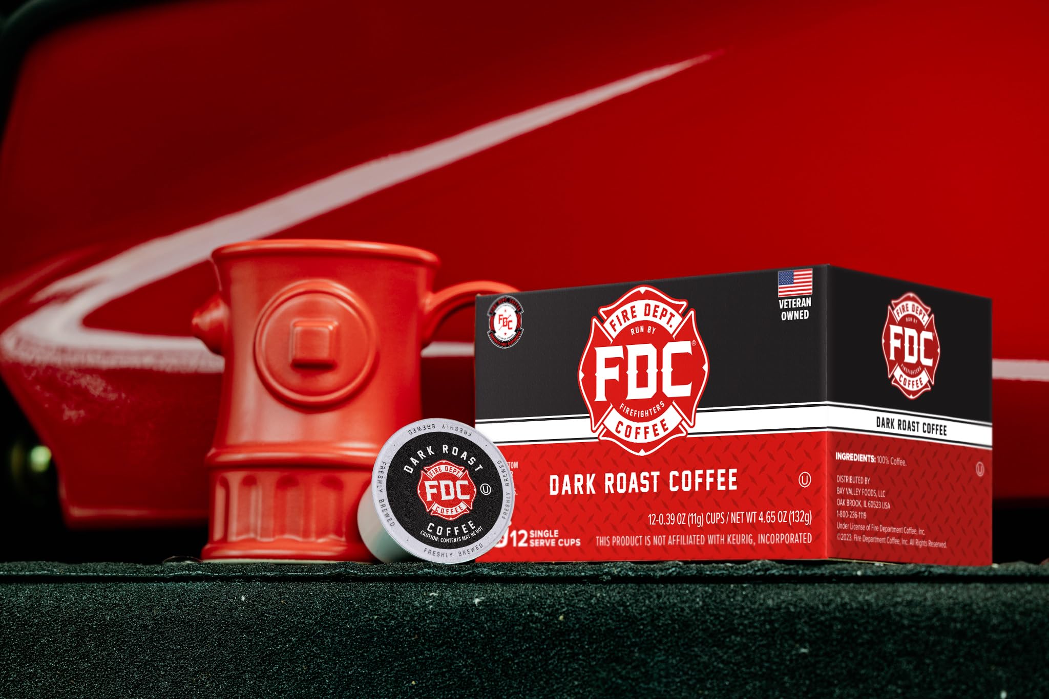 12-pack of Fire Department Coffee pods for convenient use