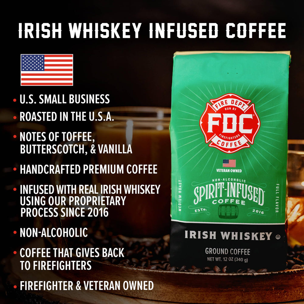 Fire Department Coffee label and branding emphasizing veteran-owned mission