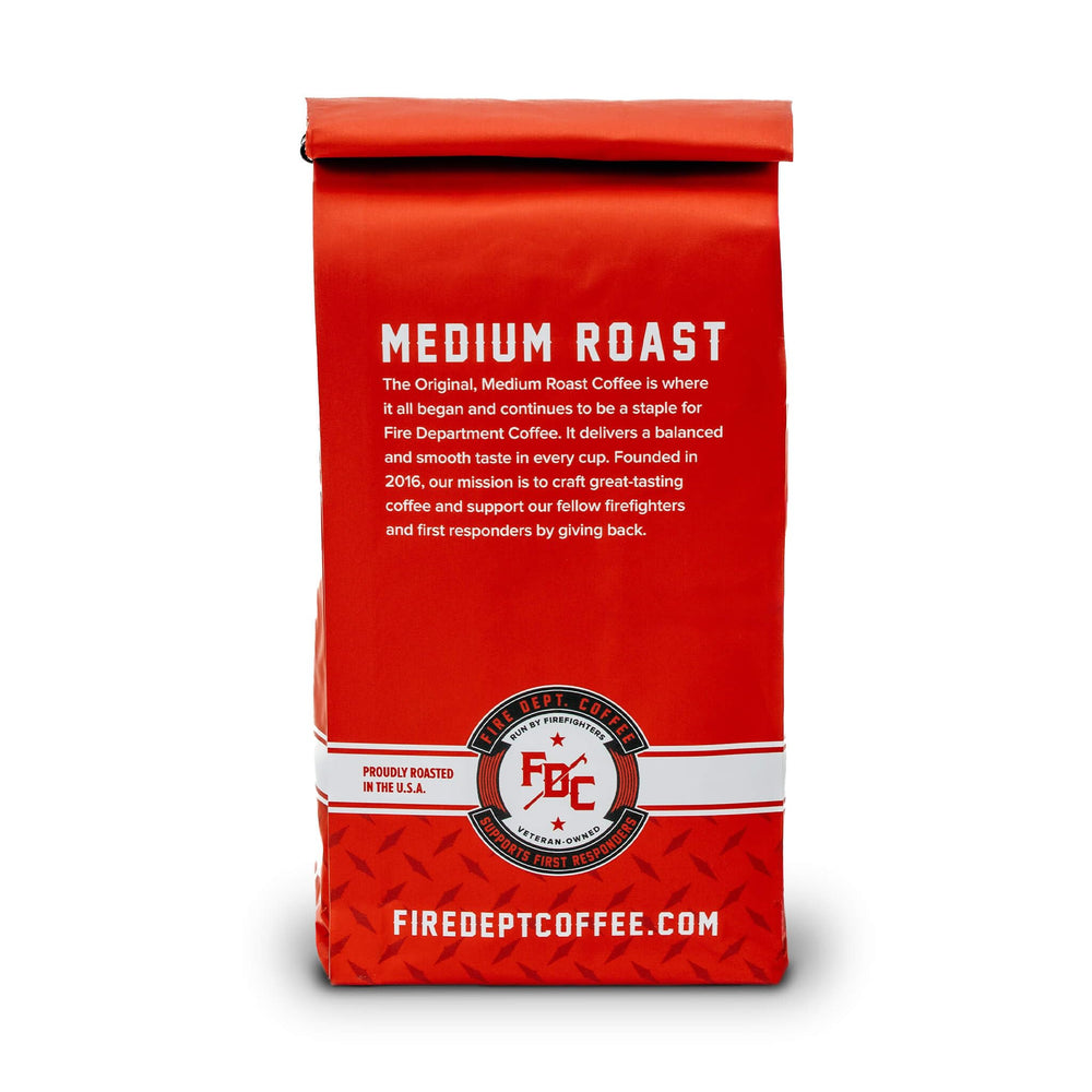 Fire Department Coffee made-in-usa stamp highlights local roasting behind each cup.