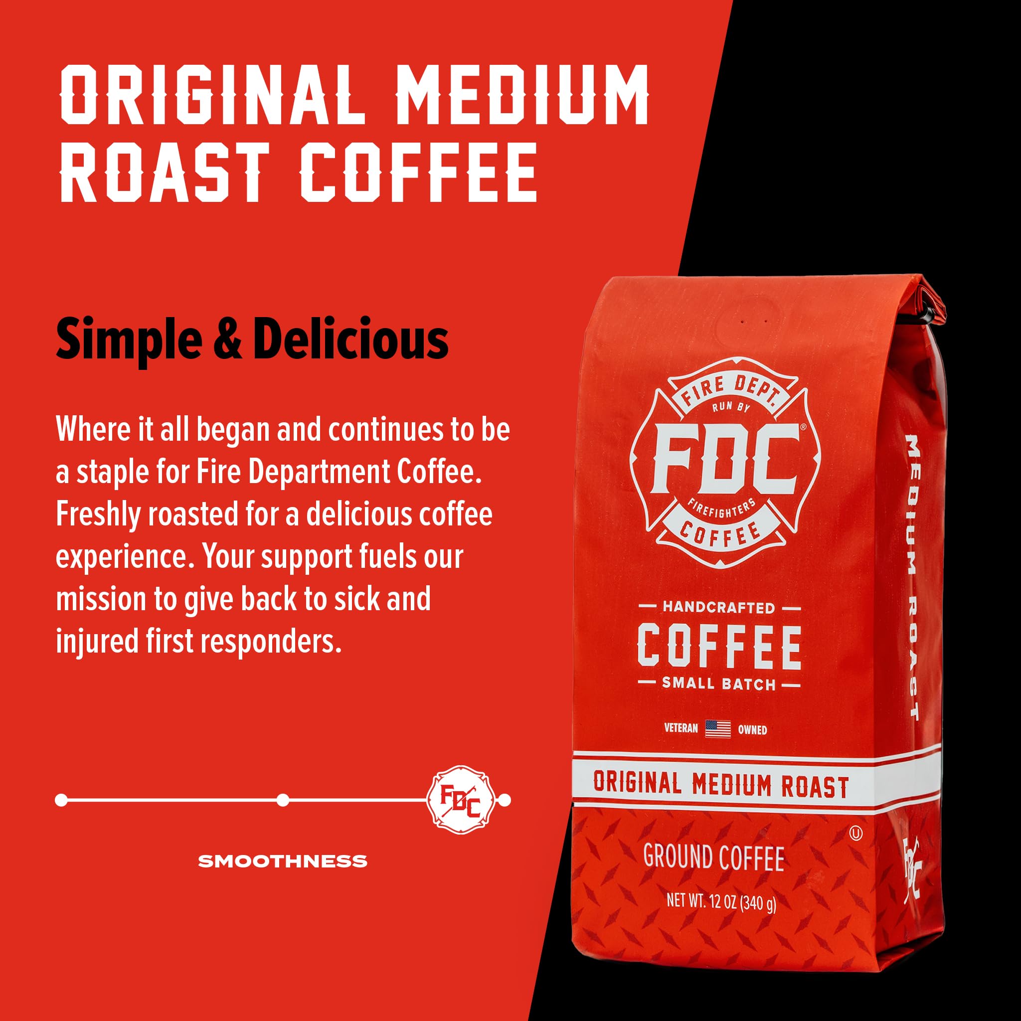 Whole beans of Fire Department Coffee Original Medium Roast for rich brew