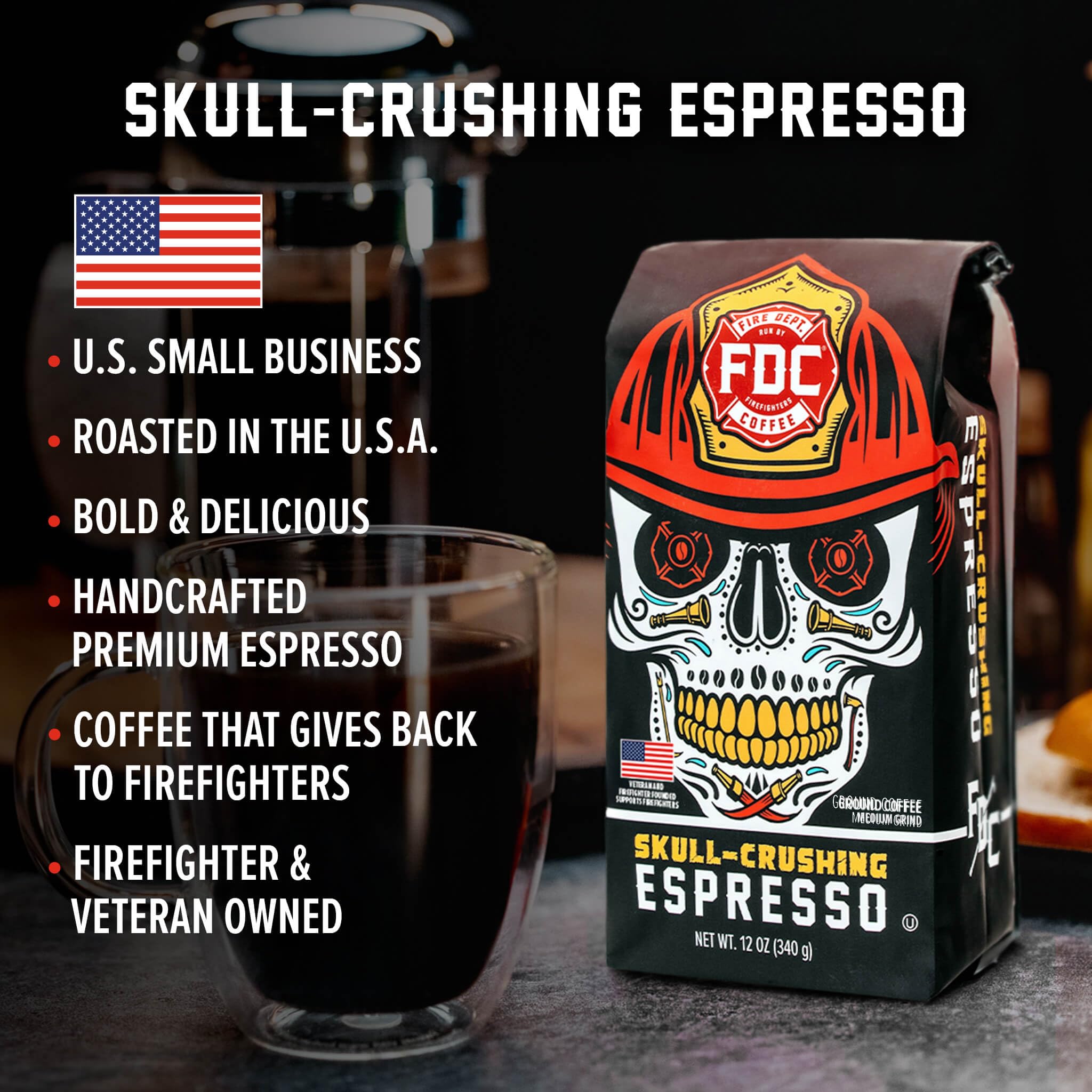Fire Department Coffee premium coffee bag showcases quality and small-batch roasting