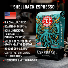 Shellback Espresso cup ready for a smooth, satisfying taste