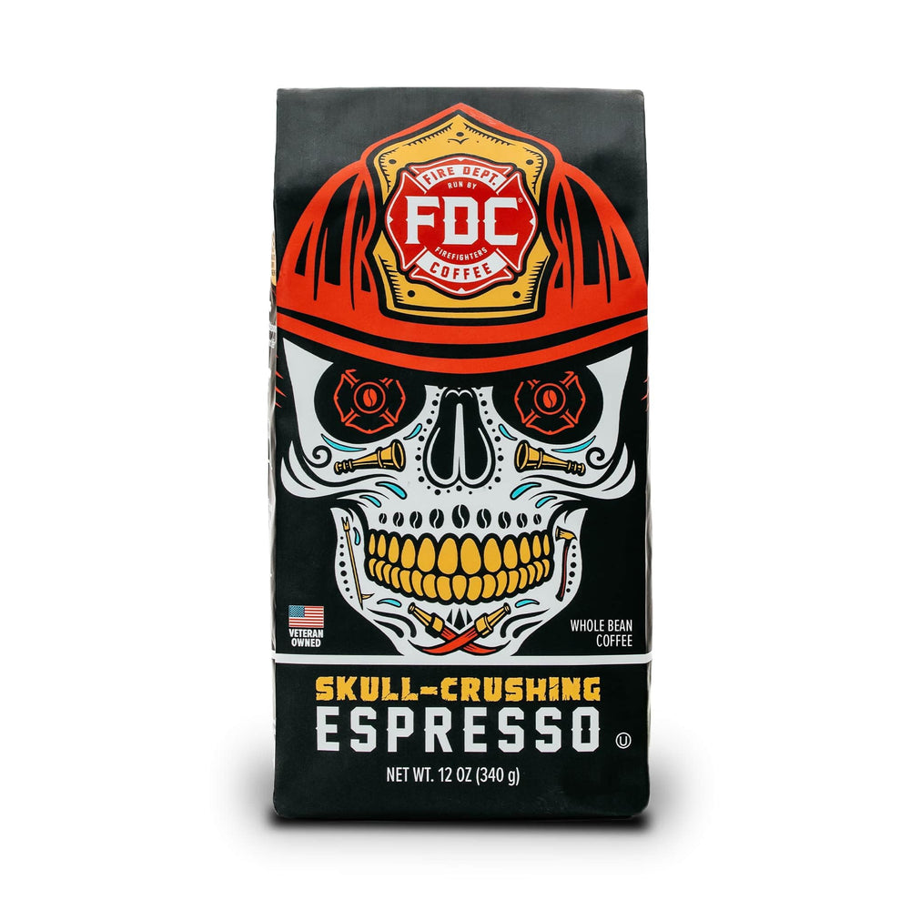 Fire Department Coffee skull crushing espresso beans deliver bold flavor for morning focus