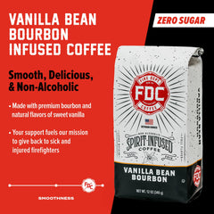 A cup of Fire Department Coffee vanilla bean bourbon infused brew for a comforting moment.