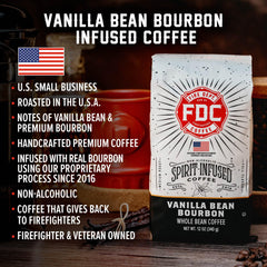 Closeup aroma of Fire Department Coffee vanilla bourbon infusion.