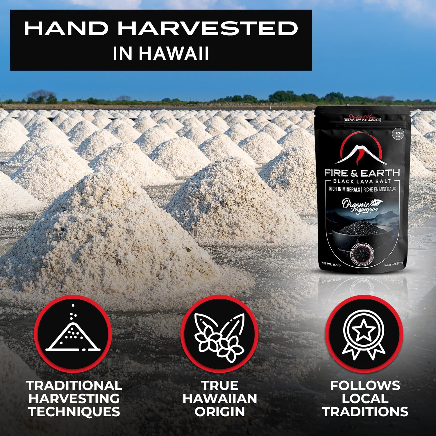 Hand-harvested Hawaiian salt being prepared, showcasing traditional craftsmanship