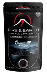 Fire & Earth Hawaiian lava salt bottle front for premium finishing and color contrast