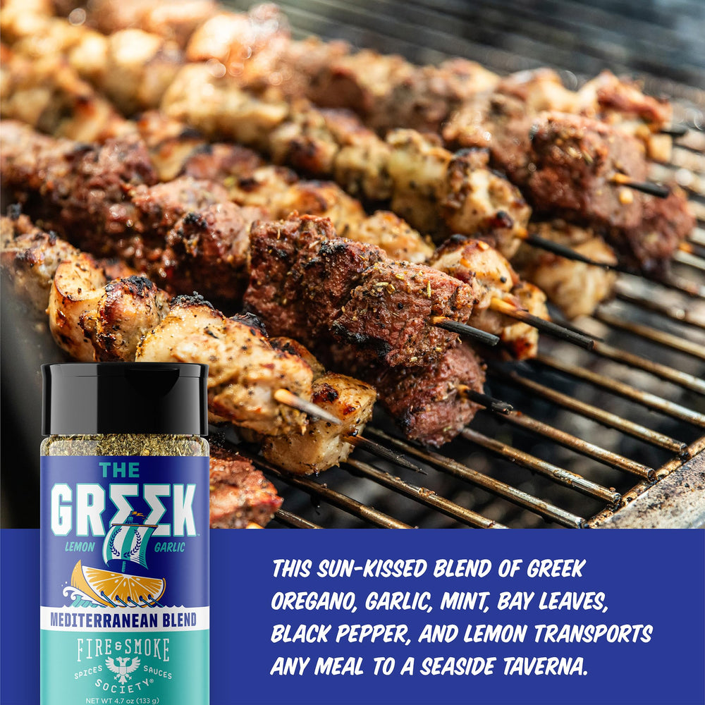 Fire & Smoke Society Greek seasoning spices in bowl ready for kebabs.