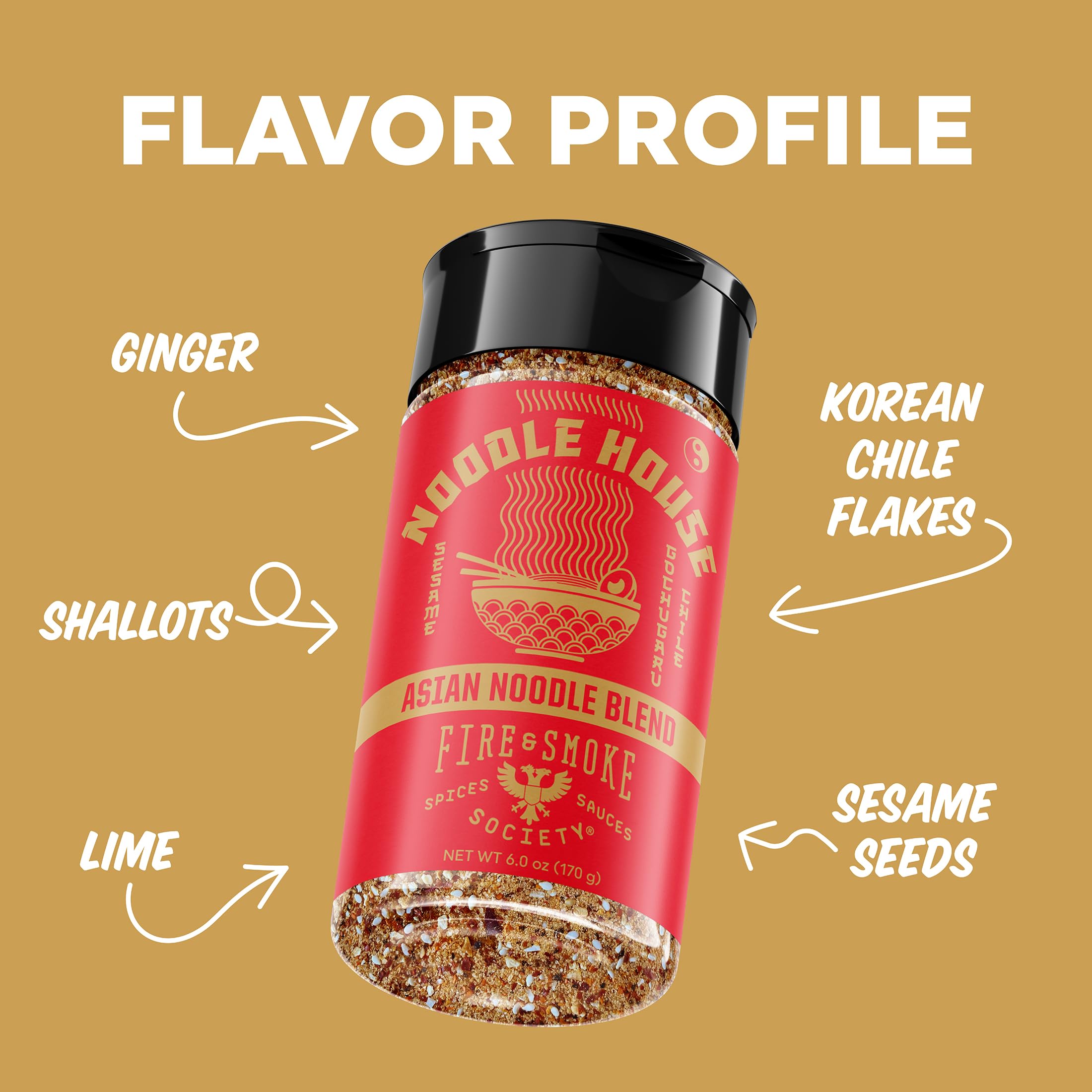 Fire & Smoke Society Noodle House ingredients blend highlights Korean chile, ginger, shallots for depth.