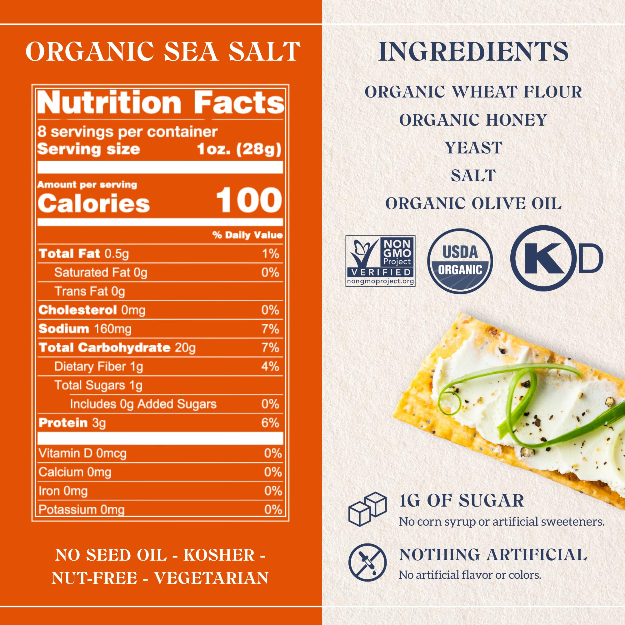 Firehook artisan baked crackers closeup highlights simple ingredients and sea salt