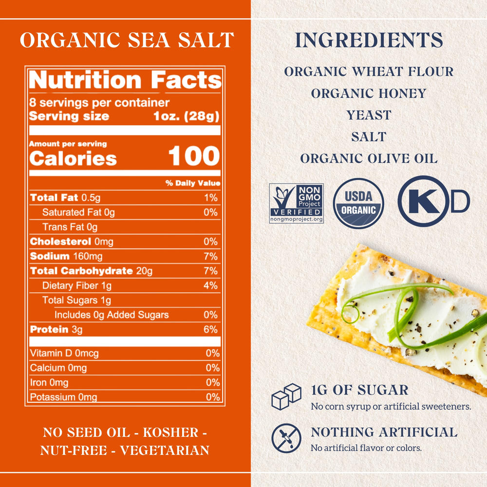 Firehook artisan baked crackers closeup highlights simple ingredients and sea salt