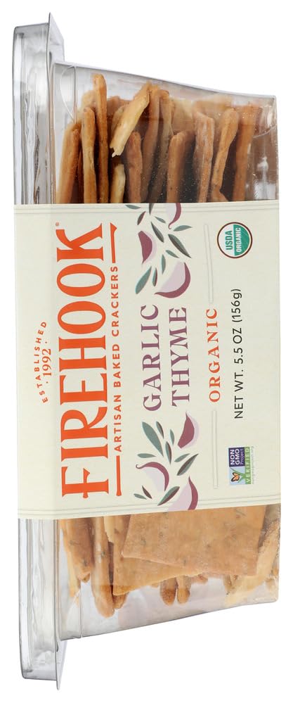 Firehook Cracker Garlic Thyme with dips, highlighting snacking versatility.