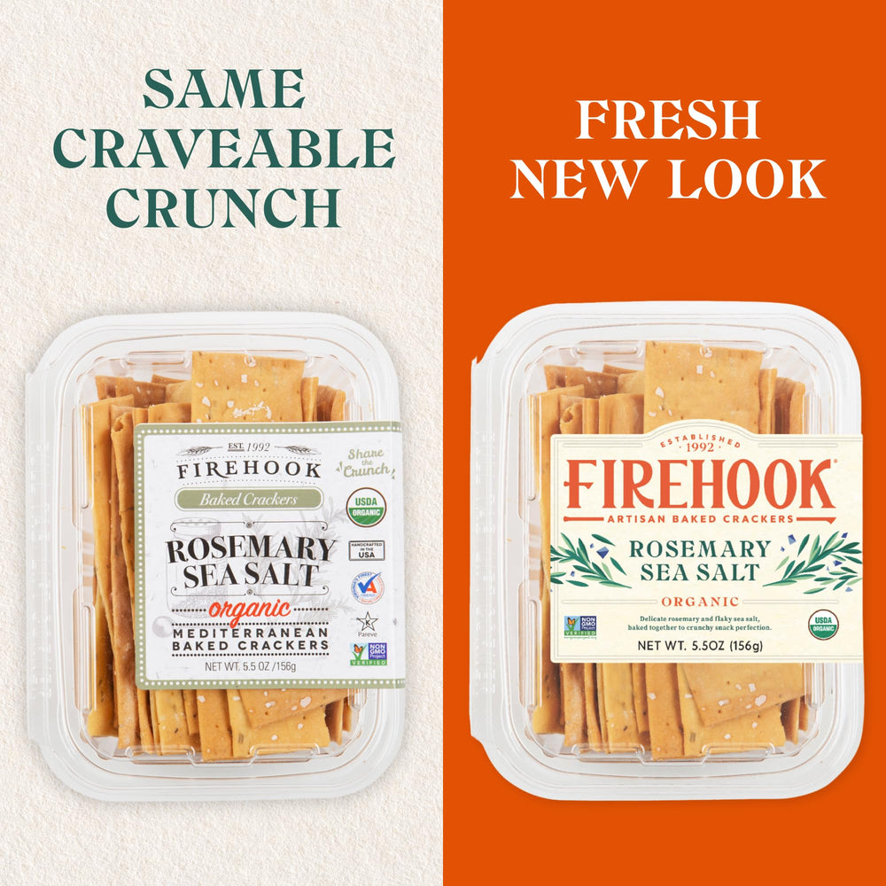 Close-up of Firehook crackers showing crackly texture and rosemary specks.