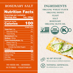 Firehook crackers rosemary-herb-infused crispness complements cheese and dips.