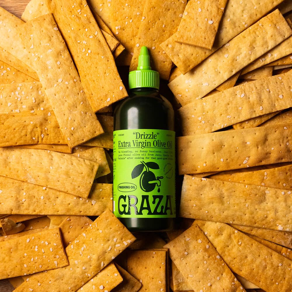 Firehook Graza Crackers packaging shows 5.5 oz convenience and kosher options.