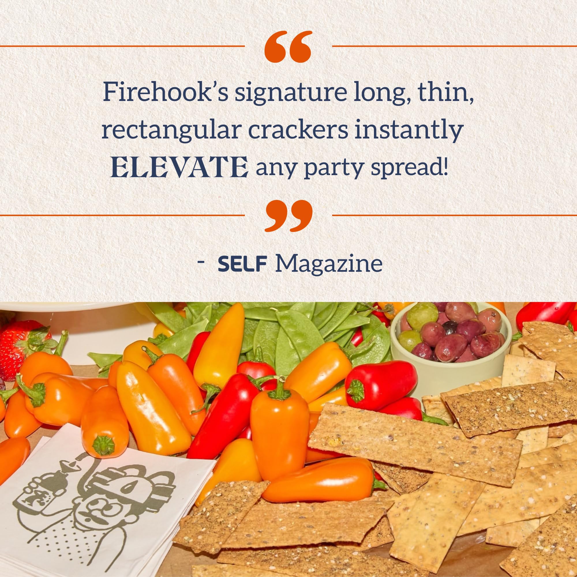 Firehook Sea Salt Crackers on a cheese board, great for charcuterie and entertaining.