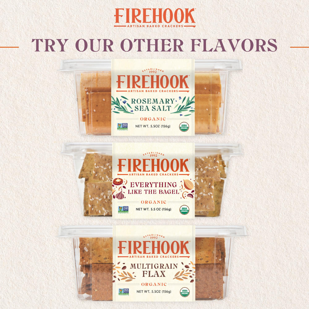 Firehook Small-batch baked crackers with rustic texture for artisanal flair.