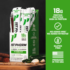 1st Phorm Meat Sticks Jalapeno Heat 18g protein serving for active days