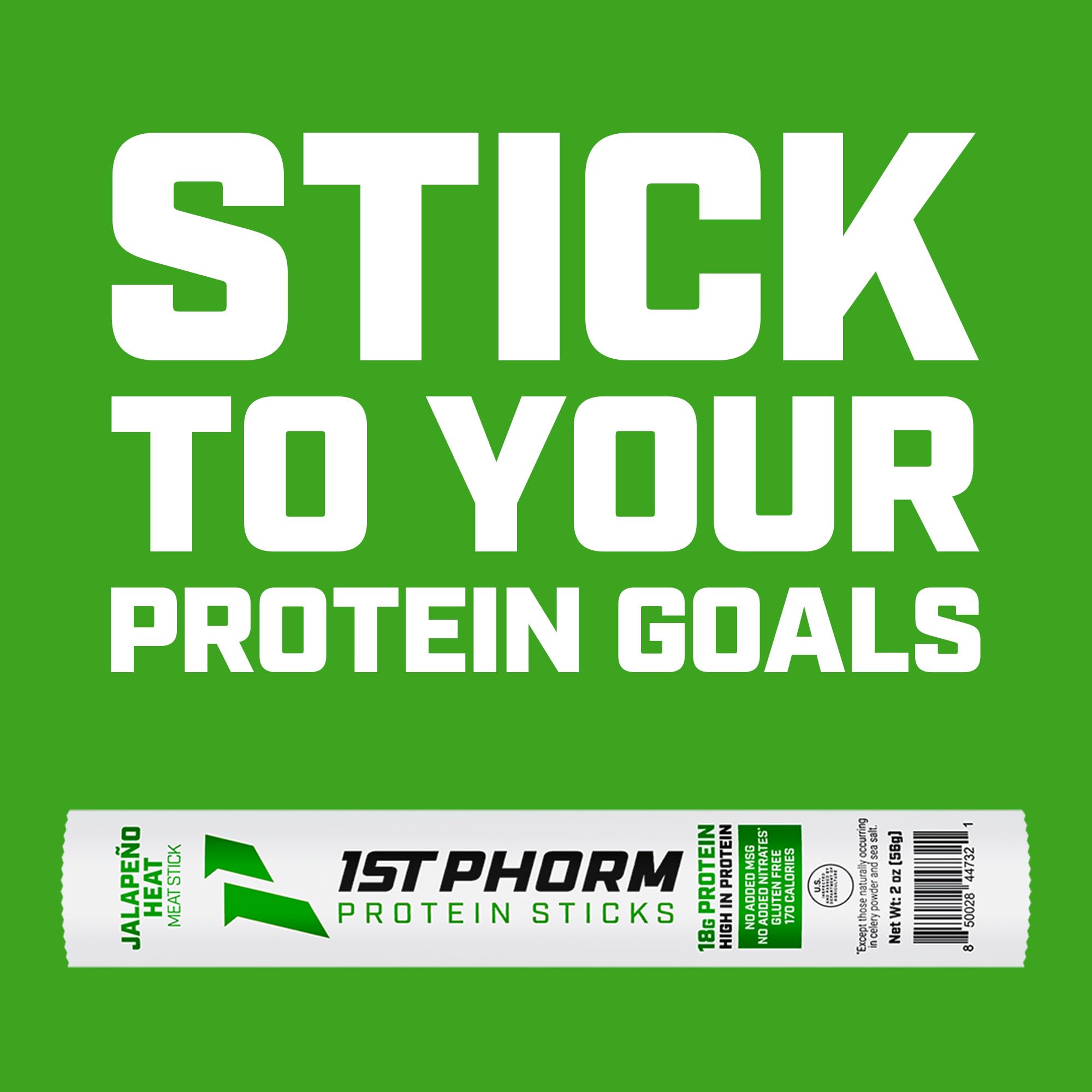1st Phorm Meat Sticks Jalapeno Heat gluten-free no MSG design supports clean snacking