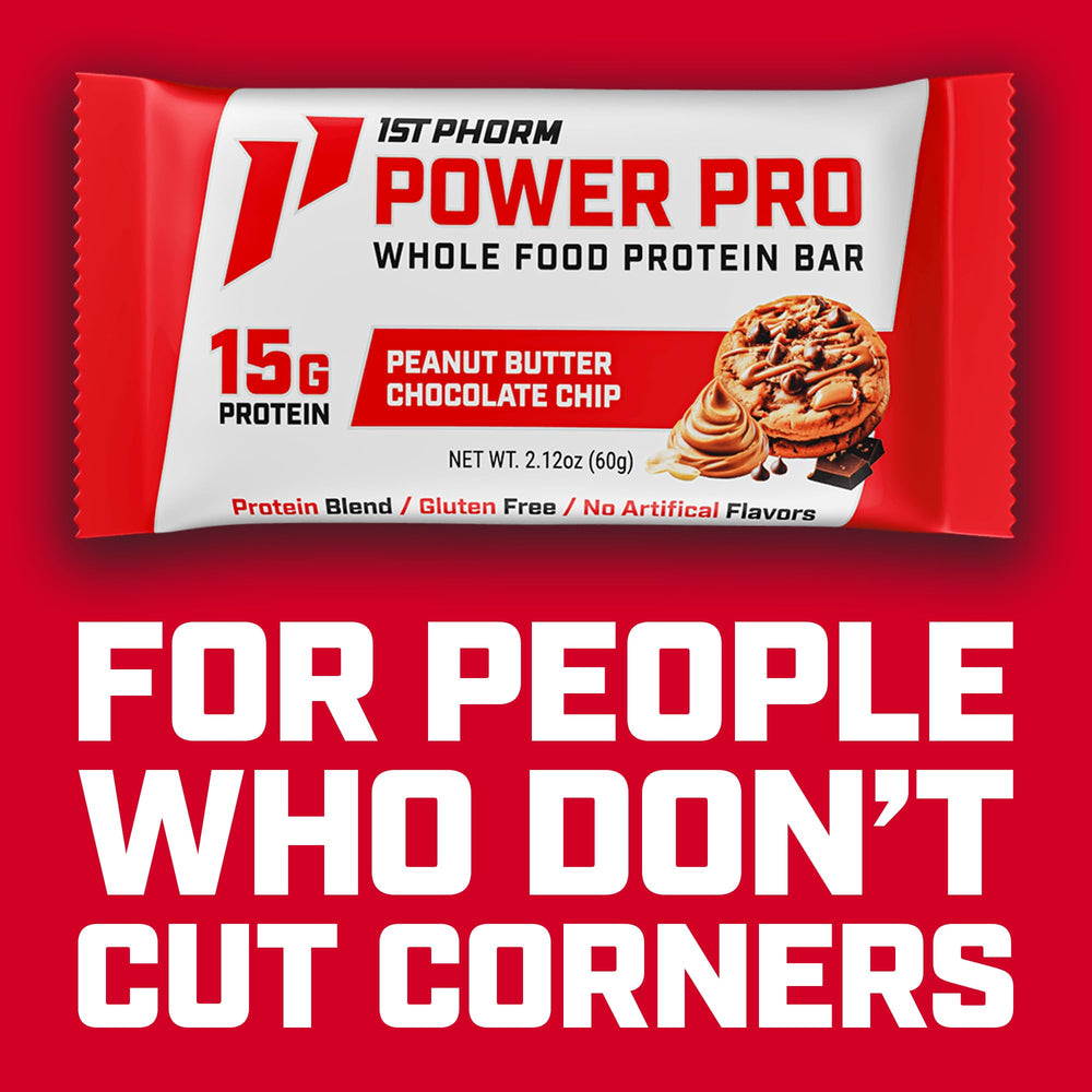First Phorm Power Pro Bar ingredients highlight, dates and honey sweetened.