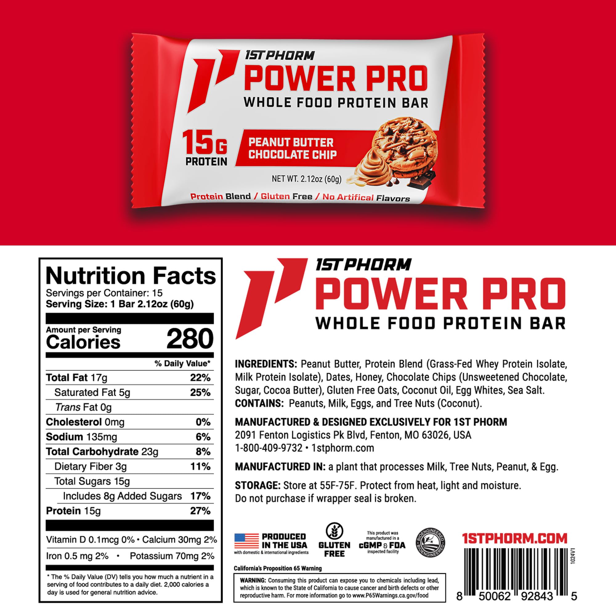 First Phorm Power Pro Bar wrap close-up, gluten-free snack for busy days.