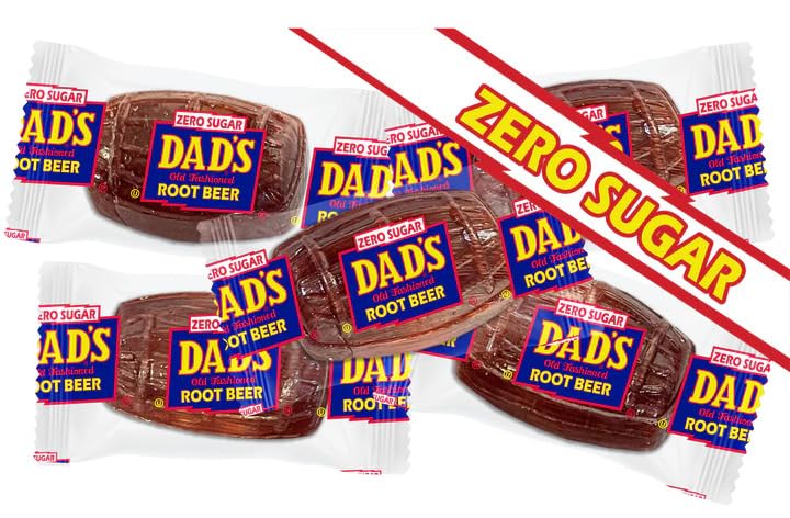 FirstChoiceCandy Dad's Sugar Free Root Beer Barrels in a resealable bag for freshness.