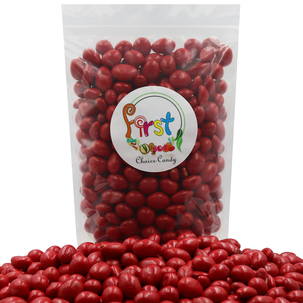 FirstChoiceCandy Red Boston Baked Beans closeup highlights glossy shells and rich color
