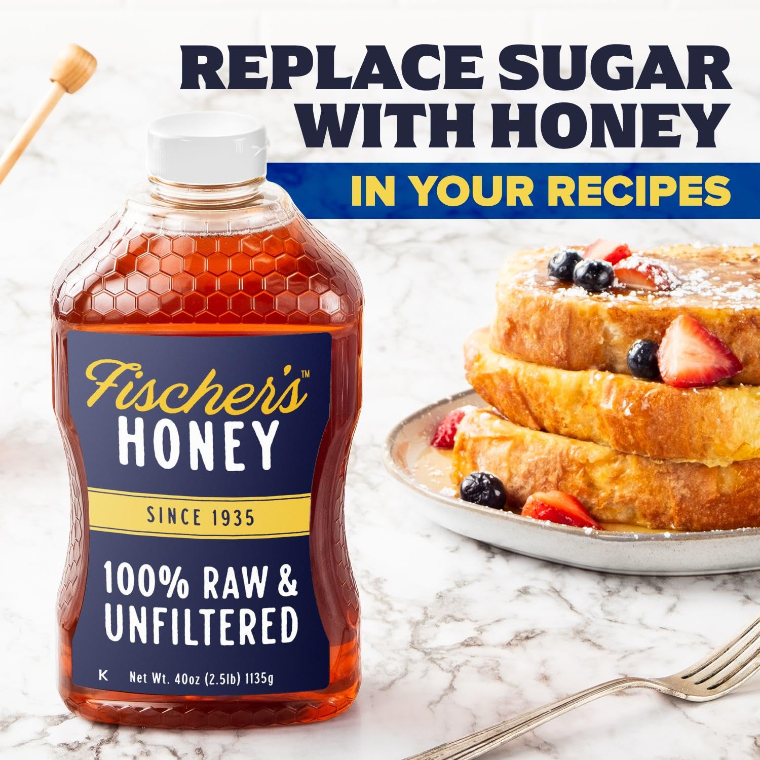 Fischer's honey preserves natural nutrients and flavor without additives