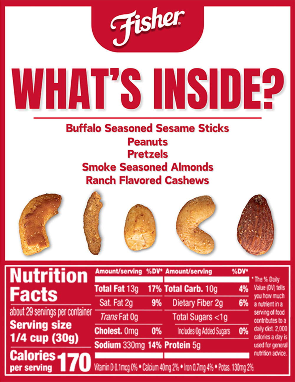 Buffalo-seasoned sesame sticks provide a crunchy, spicy bite