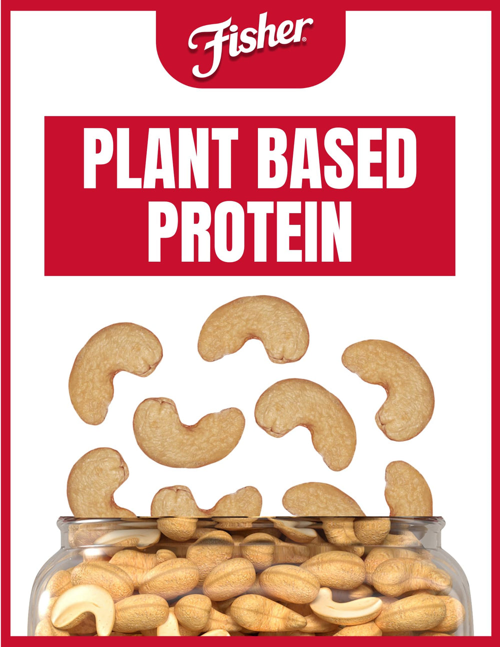 Close-up of Fisher Cashews highlighting crunchy texture.