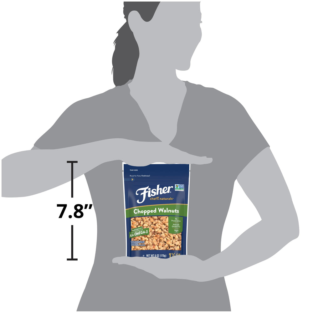 Fisher Freshness Seal keeps walnuts fresh after opening.