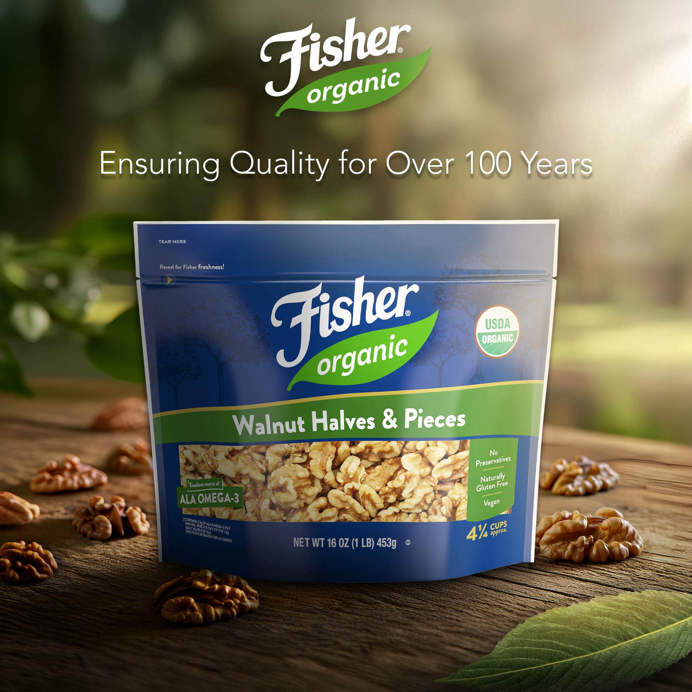 Fisher Chef's Naturals pantry-resealable bag keeps freshness.