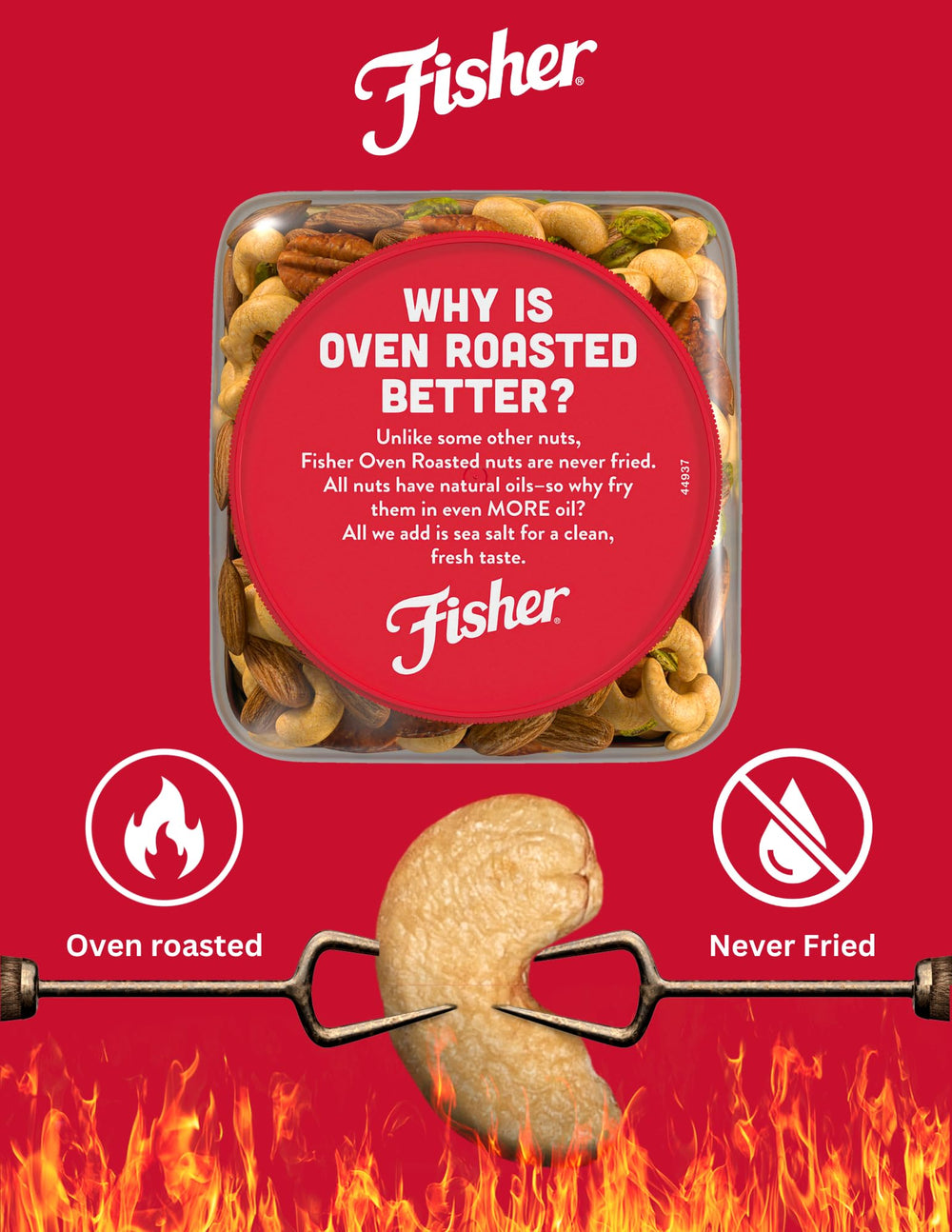 Sea salt on Fisher Chef's Naturals nuts emphasizes simple, additive-free flavor.