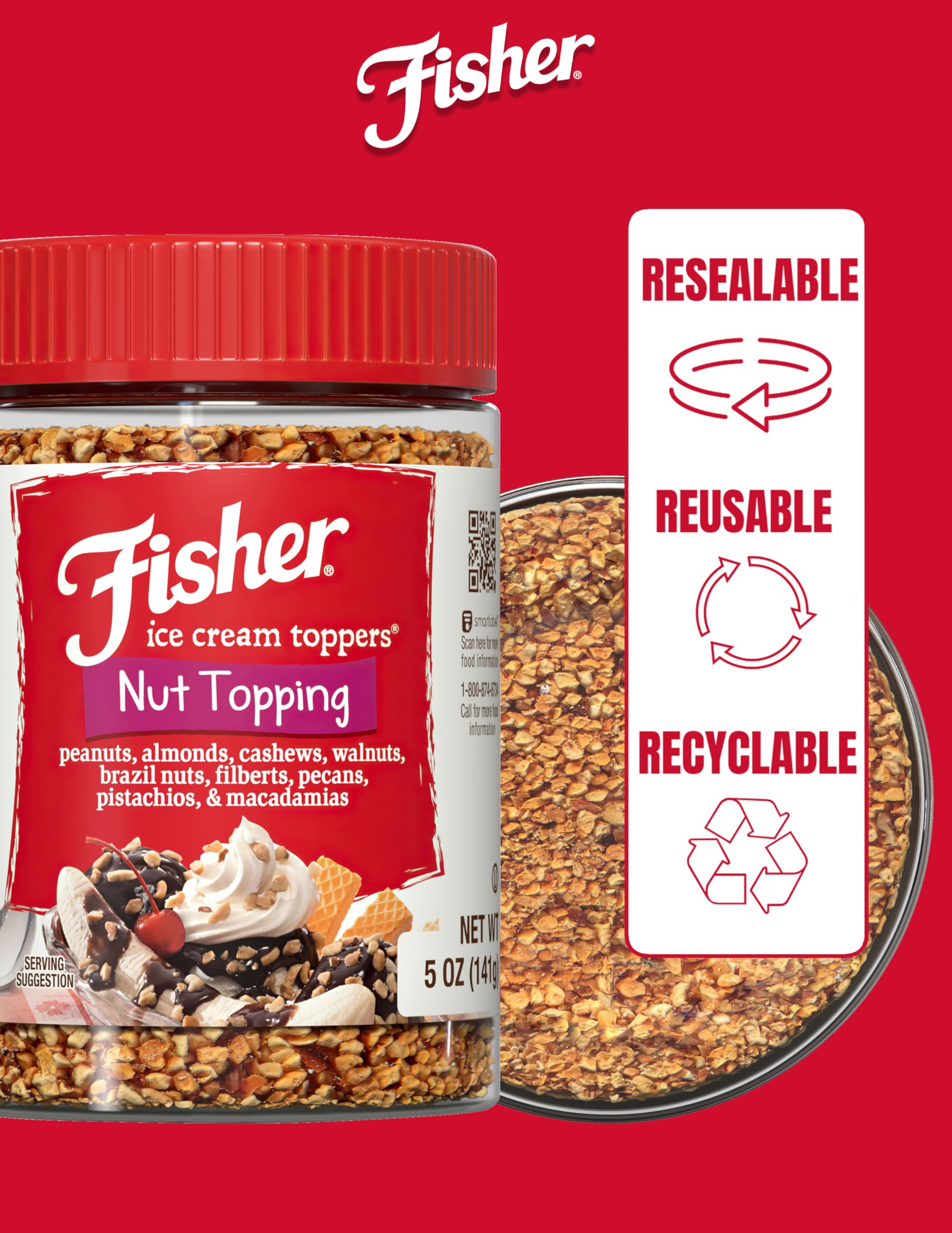 Fisher Ice Cream Topping label, gluten-free and high-quality.