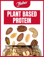 Peanuts, almonds, cashews, and pistachios ingredients in Fisher mix.