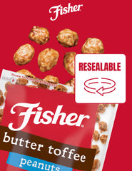 Fisher Snack Butter Toffee Peanuts close-up texture highlighting butter-toffee coating