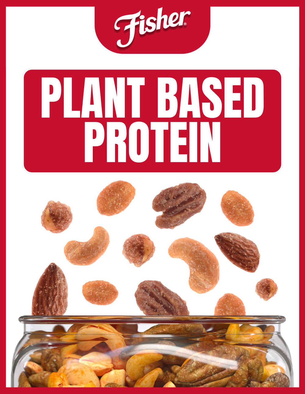 Fisher Snack Honey Roasted Mixed Nuts label highlights honey flavor and quality sourcing.