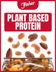 Fisher Snack Honey Roasted Mixed Nuts label highlights honey flavor and quality sourcing.